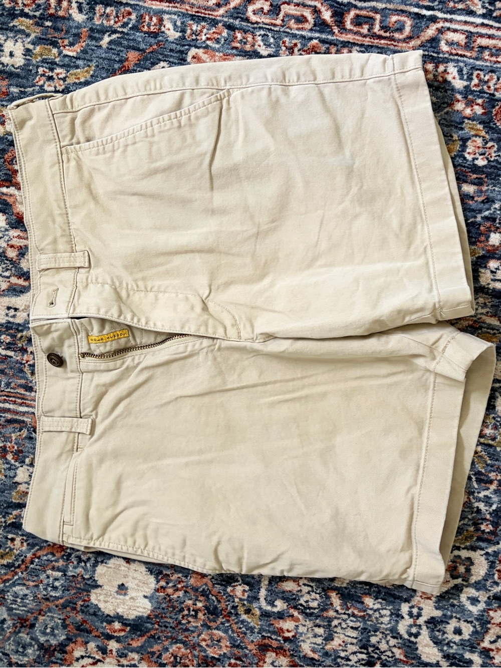 Duck Head White Shorts with Yellow Logo Patch